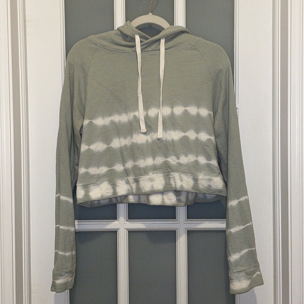 Mono B: Seafoam Green Tie-Die Cropped Sweatshirt - Size S